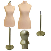 Display Guru Female Uk Size 8/10 Dressmakers Tailors Dummy Mannequin , Cream Torso Bust with Gold Wood Round Base